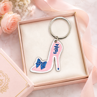 Pendentif Chaussure à Talon Haut pour Femme en Émail Rose avec Incrustation de Diamants, Accessoire Breloques Sociales JJ, Bijou Anniversaire pour Membre de Sororité Jack Jill