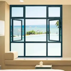 Professional manufacturer Mosquito Net Grill Design Horizontal Window Aluminium Frame Casement Window With Tinted Glass