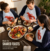 Bavoirs jetables écologiques en plastique/coton pour adultes, avec attaches, pour la cuisson de fruits de mer (homard, crabe, écrevisses) - Vente en gros usine