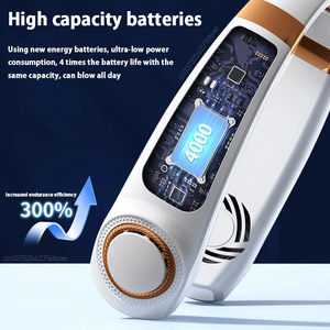 Ventilador de Cuello Portátil USB, Silencioso, con Pantalla LED Digital, Mini Ventilador Eléctrico sin Aspas, Luces de Ambiente Coloridas - Product Image 2