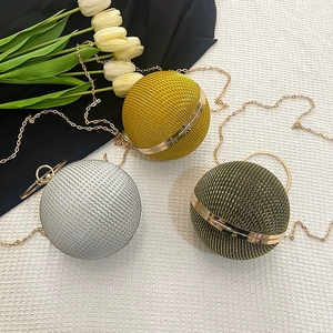 Borsetta a sfera rotonda <span class=keywords><strong>nera</strong></span> in <span class=keywords><strong>argento</strong></span> dorato per donna di lusso con strass brillante con strass borsa da sera - Product Image 1