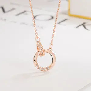 gold rose tarnish free necklace joyeria cadena corporal de moda laminado rose gold chain bridesmaid natural pearl necklace