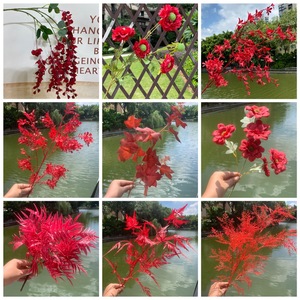 Decorazioni per Matrimoni [Serie Rosso Brillante] Bouquet di Fiori Artificiali e Decorazioni per Soffitti <span class=keywords><strong>con</strong></span> Rose, Gigli, Tulipani e Phalaenopsis - Product Image 6