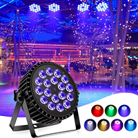 Lampu Par LED Flat 18pcs High Bright 18*15W RGBWA UV DMX Sound Wash untuk Panggung Pernikahan DJ Disko Pesta, Bersertifikasi CE FCC