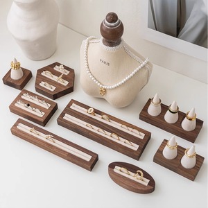Black Walnut Solid Wood Ring Display <b>Stand</b> Shelf Jewelry Organizer Desktop Holder Photo Prop - Product Image 2