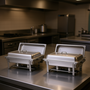 Calentador de platos de acero inoxidable de 9 cuartos de galón, rectangular, con asa hueca, equipo de exhibición para buffet - Product Image 2