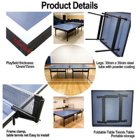 Table de tennis de table professionnelle de taille standard 2740 mm, table de ping-pong pliable d'intérieur officielle, vente en gros directe d'usine