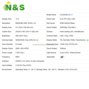 Nouvel écran LCD industriel original de 10.4 pouces, 800x600 SVGA, pour équipement automobile, médical et industriel, NL8060BC26-17 - Product Image 4