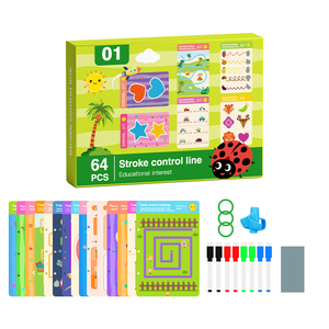 Ensemble de <span class=keywords><strong>cartes</strong></span> d'entraînement au contrô<span class=keywords><strong>le</strong></span> du stylo réutilisables personnalisées, effaçables, pour <span class=keywords><strong>le</strong></span> dessin et la concentration, livre d'éveil éducatif pour les tout-petits - Product Image 6