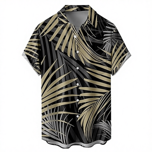 Men's <strong>Half</strong> Hawaiian Summer <strong>Shirt</strong> Tribal Style Digital Print <strong>Button</strong> Formal Breathable Knitted Beach <strong>Shirt</strong> - Product Image 2