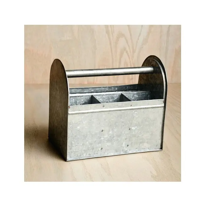 Beberapa kompartemen desain baru logam besi Caddy grosir eksportir besi galvanis Caddy untuk pemegang peralatan dapur