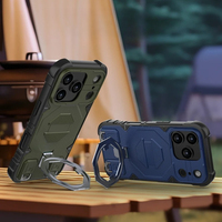 Coque de téléphone robuste en métal magnétique avec support pour iPhone 17 Air 16 15 14 Plus 13 Pro Max, anti-chute avec cordon, coque arrière