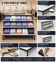 Étagère d'exposition en forme d'échelle, ensemble de tables de présentation pour le commerce de détail, présentoir en bois à 3 niveaux pour magasin, support d'exposition pour chemises