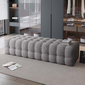 Panca in Velluto Stile Italiano Europeo di Lusso Leggero per <span class=keywords><strong>Camera</strong></span> da Letto, Divano, Salotto, Pouf, <span class=keywords><strong>Sgabello</strong></span> per Negozio di Abbigliamento - Product Image 1