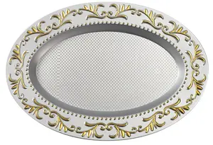 Oval Gold Rim Luxo Estilo Casa Decoração Casamento ou Festa Servindo Placas