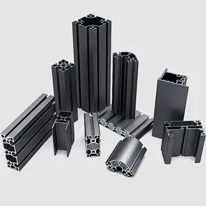 Fabricante de perfis de extrusão de alumínio anodizado preto personalizado 6061
