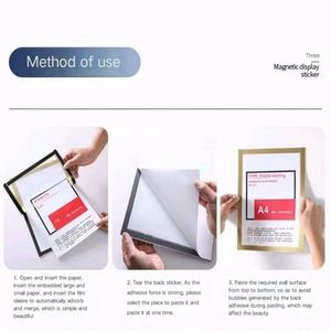 Cadre de certificat d'affiche magnétique auto-adhésif A3/A4 Aimant de réfrigérateur <span class=keywords><strong>Porte</strong></span>-cartes <span class=keywords><strong>mural</strong></span> en PVC pour photos et documents Cadre - Product Image 6