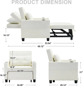 Ghế sofa phòng khách hình chữ L kiểu Ý, kèm ghế Ottoman gấp gọn, ghế sofa đơn sang trọng, ghế ngủ giả da, mẫu thử miễn phí - Product Image 6