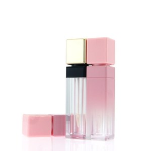 Tube de brillant à <span class=keywords><strong>l</strong></span>èvres carré dégradé rose avec logo personnalisé 10ml Récipient cosmétique vide en plastique avec traitement de surface de sérigraphie - Product Image 1