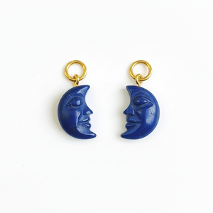 Cuentas de piedras preciosas talladas con cara de luna de lapislázuli Natural, abalorios, colgante de plata de ley 925, joyería de piedra suelta, joyería fina personalizada - Product Image 1