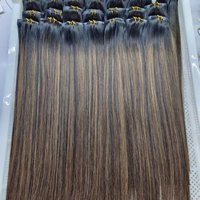 Extensions de cheveux à clipser sans couture 100% cheveux humains Remy, lot de 7 pièces, double épaisseur, cuticules alignées, toutes couleurs, clips invisibles