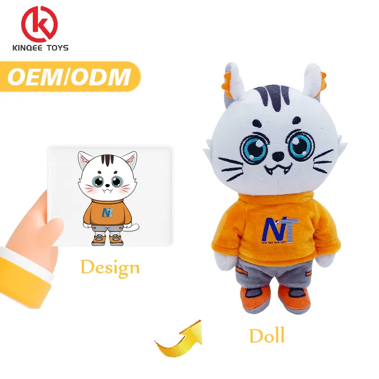 Kinqee 맞춤형 봉제 고양이 인형 장난감 OEM ODM ASTM CE 5-7 세 어린이를위한 인증 PP 면 충전 회사 선물 커플