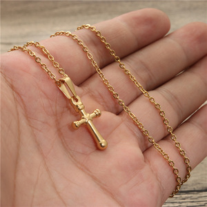 <b>Cross</b> Pendant Necklace Zinc Alloy Gold Plated For Men Women Gift Jewelry - Product Image 2