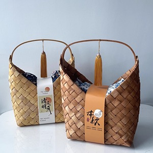 Venta al por mayor hecho a mano Chipwood tejido de moda cesta de la cesta de compra almacenamiento con asa - Product Image 2