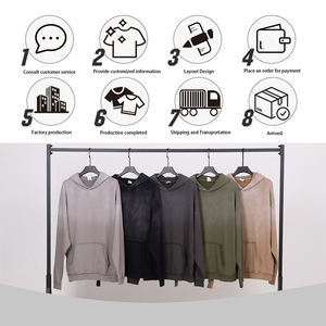 Sweat à capuche oversize vintage pour homme, en coton épais 100 %, style Monlyey Wash, patchwork, effet usé, style streetwear - Product Image 5