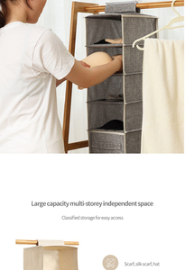 <span class=keywords><strong>Organisateur</strong></span> de vêtements suspendu pliable et portable <span class=keywords><strong>à</strong></span> 6 couches en coton et lin avec rangement pour salle de bain et salon - Product Image 2