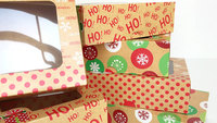 Boîtes cadeaux en papier kraft de Noël écologiques personnalisées avec fenêtre transparente pour biscuits, bonbons et décorations de fête