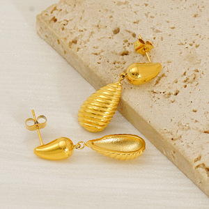 ZOGXIN Teardrop Earrings Gold Stainless Steel Drop Earrings Party Jewelry - Product Image 4