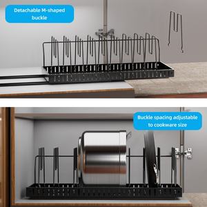 Organizador de Almacenamiento para Tapas de <span class=keywords><strong>Ollas</strong></span> y Sartenes, con Marco Metálico Extraíble para Gabinetes de Cocina - Product Image 4