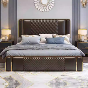 Furnistyle sang trọng Đồ nội thất phòng ngủ màu nâu da Nữ Hoàng khung giường với lưu trữ bên dưới - Product Image 3