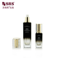 Emballages de produits de soin de la peau en verre de forme carrée, flacons de lotion à dégradé de 40 ml et 100 ml