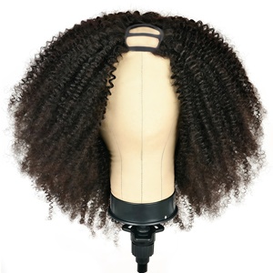 Peluca en forma de U con mecanismo completo, cabello Remy monofilamento, afro rizado <span class=keywords><strong>corto</strong></span>, rubio <span class=keywords><strong>claro</strong></span>, marrón <span class=keywords><strong>claro</strong></span>, marrón rojizo oscuro, HD - Product Image 3