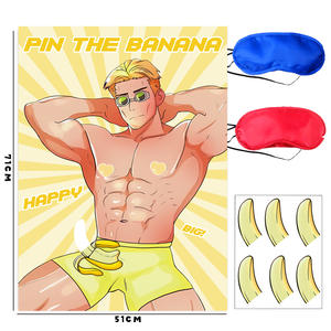 Set Permainan masker mata Poster dekorasi pesta tema lucu pria otot Set stiker Selamat Ulang Tahun permainan Mini pesta menyenangkan - Product Image 1