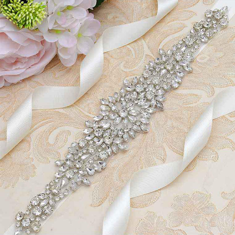 Embroidered Rhinestone Studded Hand Sewn Crystal Wedding Bridal
