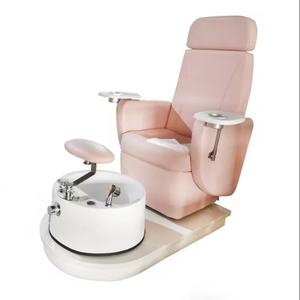 Chaise de pédicure rose avec bain de pieds à remous et pompe de vidange pour salon de beauté D Beauty - Product Image 2