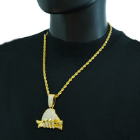 Pendentif en alliage plaqué or tendance pour homme, style hip-hop, avec chaîne cubaine, bijoux en forme de dollar pour les fêtes et les cadeaux, vente en gros