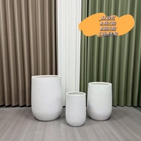 Ensemble de 3 pots minimalistes en fibre d'argile, texture mate rugueuse, grands pots à fleurs sur pied avec trous pour une utilisation en intérieur/extérieur