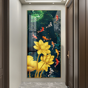 Thiết kế cá in trên vải và poster cho trang trí nhà hoa sen vàng, lá sen xanh và một nhóm các bức tranh cá koi và nghệ thuật treo tường - Product Image 4