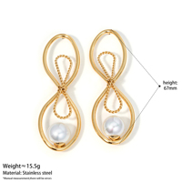 Pendientes Colgantes con Lazo Hueco de Acero Inoxidable Hipoalergénico CLIORO con Perla de Imitación para Mujer, Joyería Diaria para Fiestas