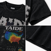 Camiseta Gótica Vintage con Cruz, Certificada por BSCI, Marca TaiDe, con Agujeros Desgastados, Estampado Frontal y Trasero, Fabricación Personalizada ODM, Alta Calidad