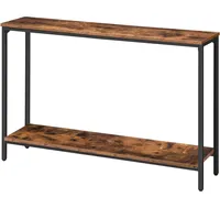 Mesa Consola Industrial de Dos Niveles con Tapa de Madera y Estructura Metálica - Mesa de Entrada de 120 cm con Estante de Almacenamiento