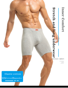 Calzoncillos Boxer Deportivos Largos con Logotipo Personalizado al por Mayor, Calzoncillos Boxer para <span class=keywords><strong>Hombre</strong></span>, 100% Algodón Natural, <span class=keywords><strong>Ropa</strong></span> <span class=keywords><strong>Interior</strong></span> Transpirable - Product Image 1