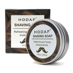 Savon à raser au bois de santal HODAF en gros, marque privée, au beurre de karité et miel, mousse riche, hydratant, pour homme, rasage en profondeur - Product Image 4