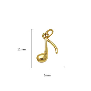 Breloque en forme de note de musique plaquée or, 12mm x 8mm, pendentif classique pour la fabrication de bijoux, cadeau unisexe - Product Image 4