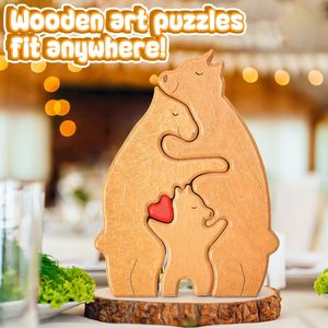 Rompecabezas de madera con diseño de oso para padres e hijos, juego de rompecabezas para decoración del hogar, tallados de madera familiares - Product Image 4
