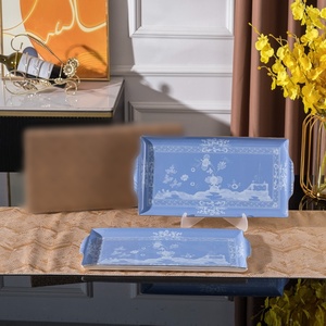 Wholesale American <b>Square</b> Ceramic <b>Plate</b> <b>Set</b> of 2 Pieces with Flower Pattern-Non-Toxic Wedding Dinnerware Gift - Product Image 1